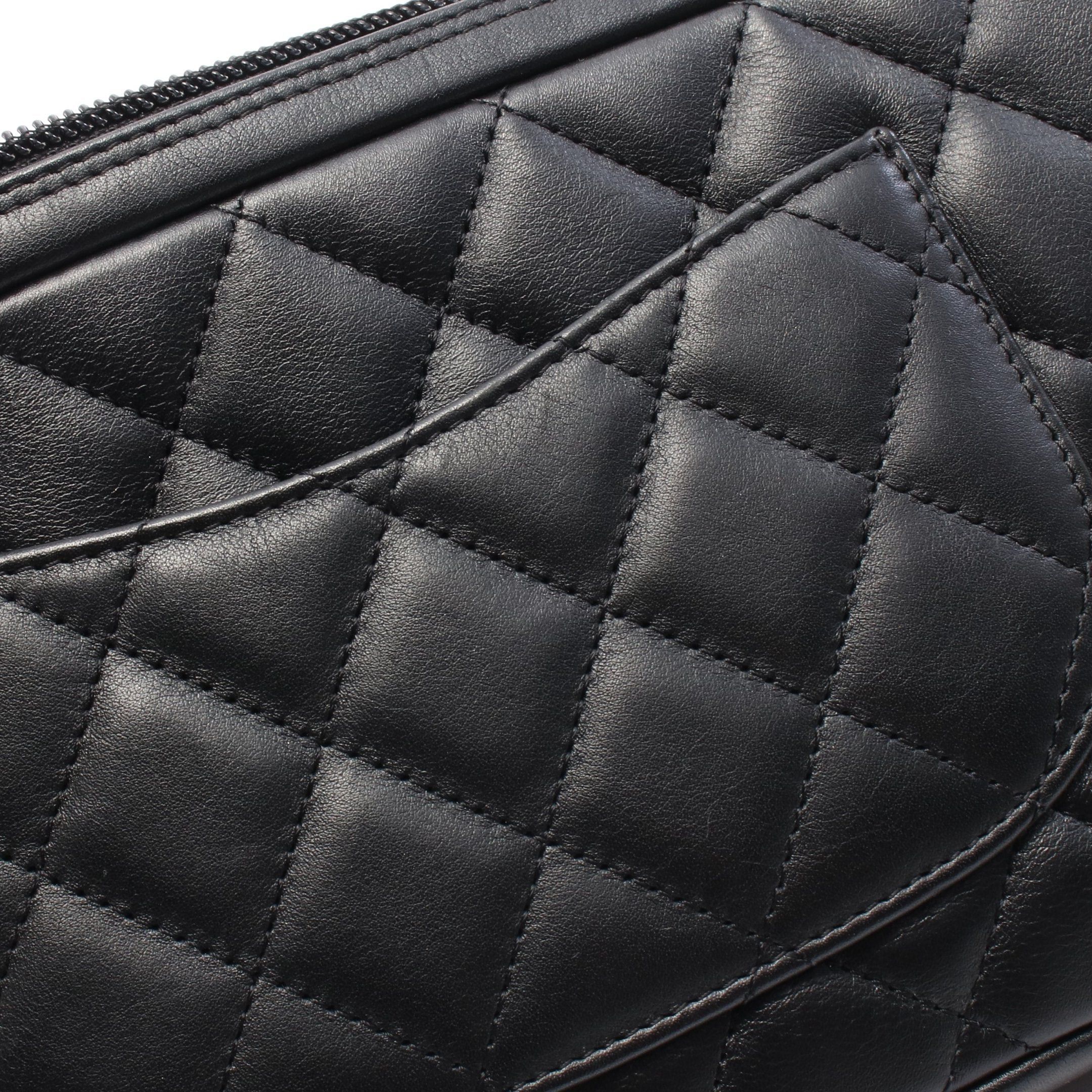 Chanel Chanel Cambon Line Accessory Pouch Handbag Leather Black White Silver Hardware Size ONE SIZE - 7 Thumbnail