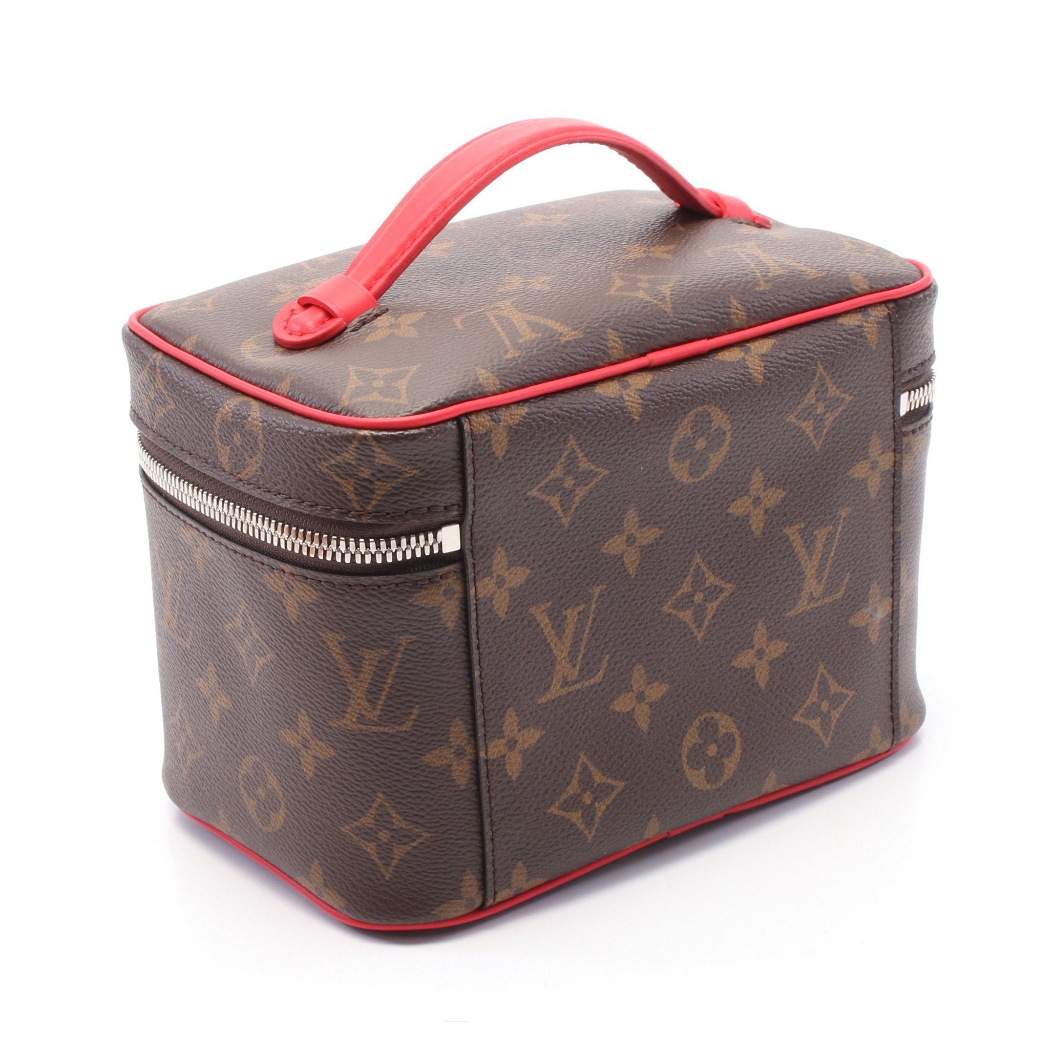 Louis Vuitton Louis Vuitton Nice Mini Monogram Macassar Handbag Vanity Bag Leather Brown Red Size ONE SIZE - 2 Thumbnail
