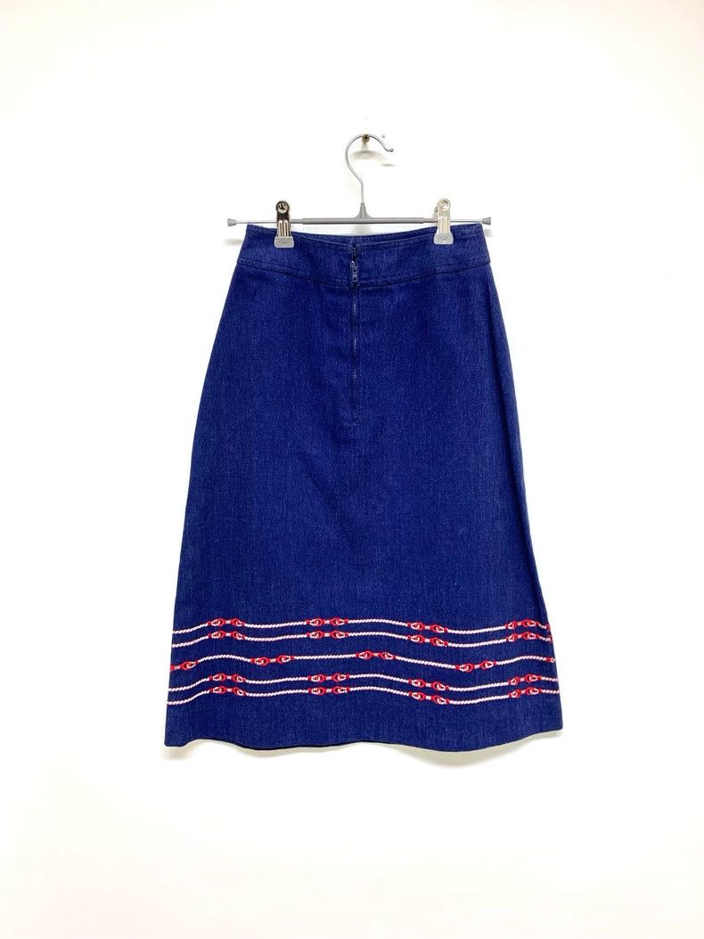 Celine Celine Blue Skirt with Decorative Trim Size 22" - 2 Thumbnail