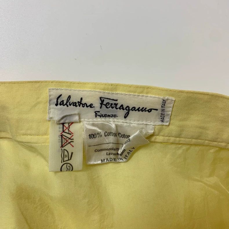 Salvatore Ferragamo Ferragamo Yellow Cotton Skirt Size 40" / US 18 - 3 Thumbnail