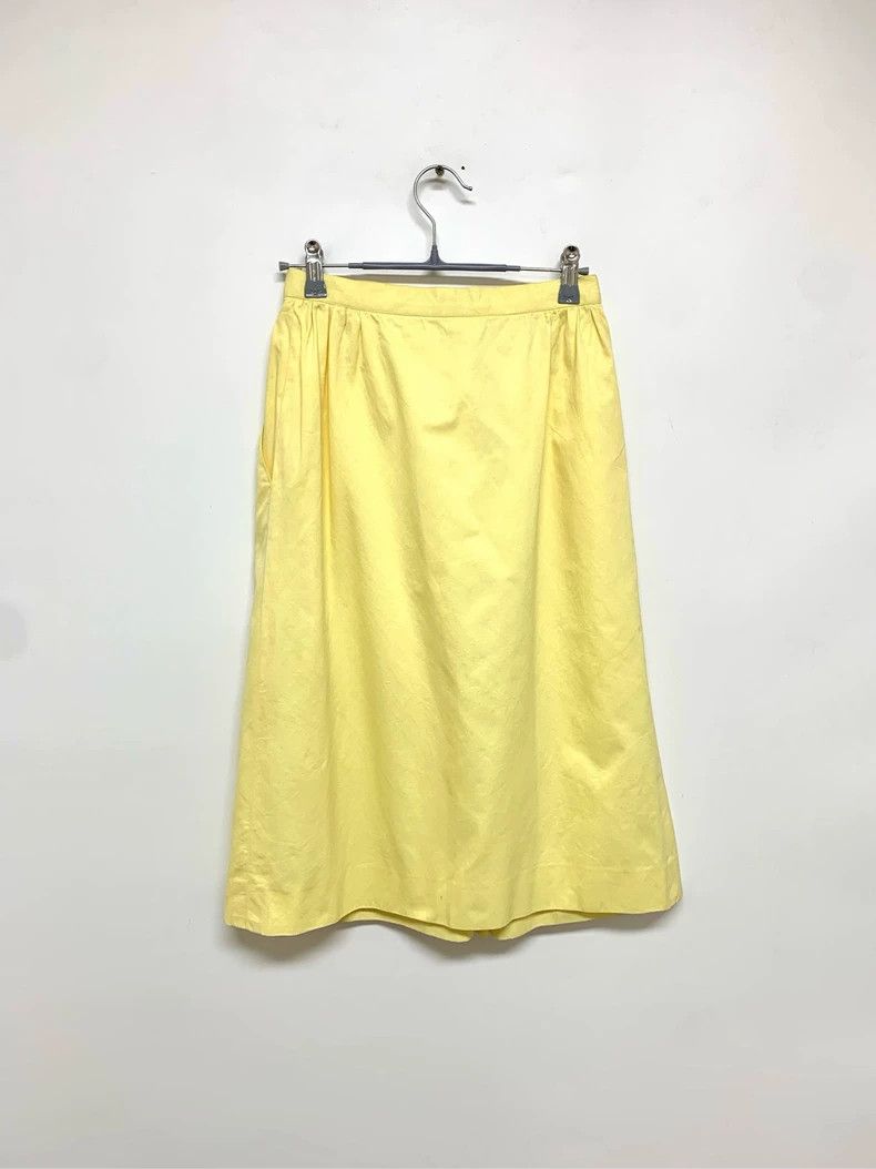 Salvatore Ferragamo Ferragamo Yellow Cotton Skirt Size 40" / US 18 - 2 Thumbnail