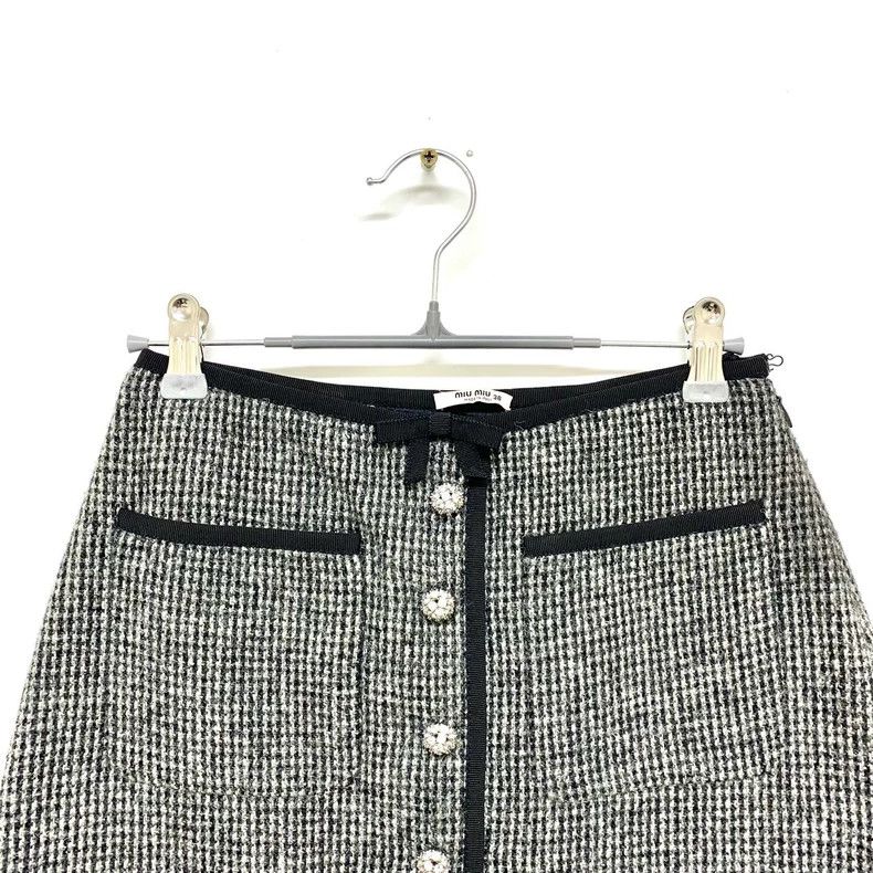 Miu Miu Miu Miu Gray Wool Skirt Size 38 Size 38" / US 16 / IT 52 - 7 Thumbnail