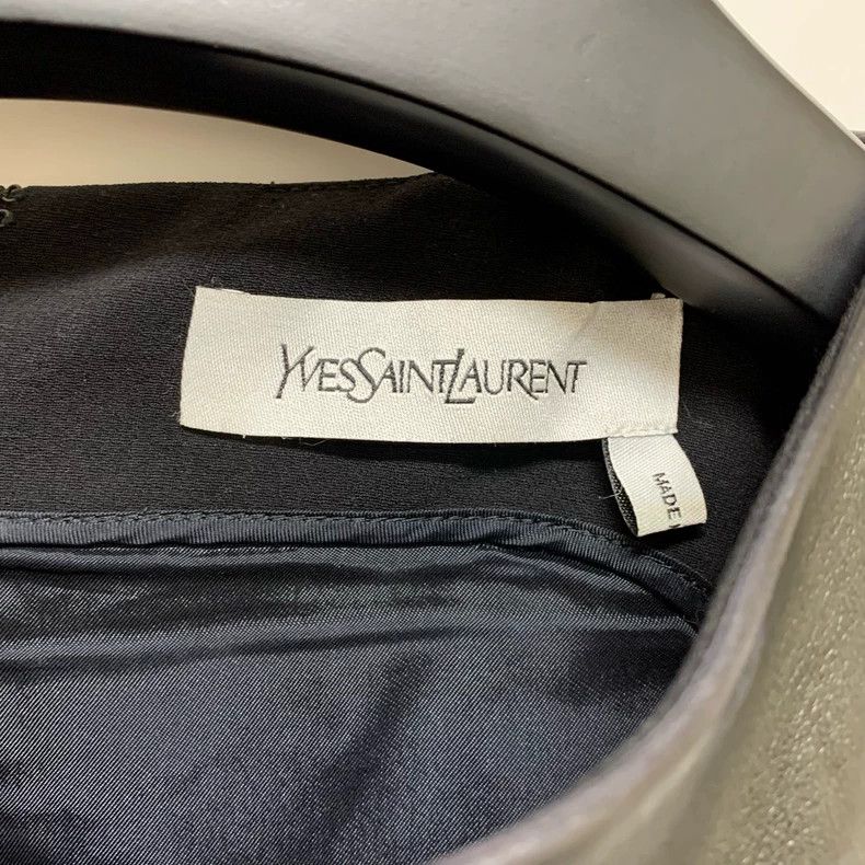 Yves Saint Laurent YSL Black Leather Panel Dress Size 40 Size L / US 10 / IT 46 - 4 Thumbnail
