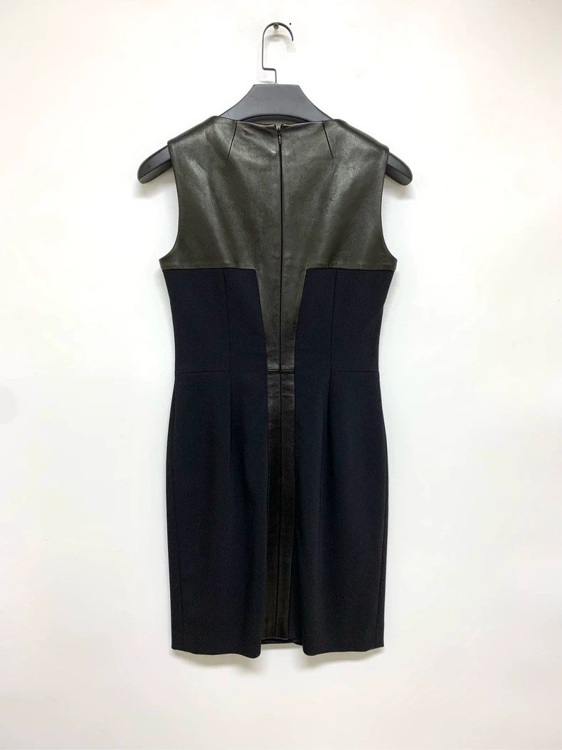 Yves Saint Laurent YSL Black Leather Panel Dress Size 40 Size L / US 10 / IT 46 - 2 Thumbnail
