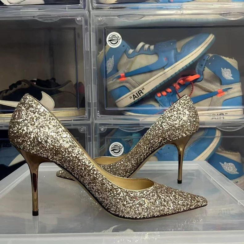 Jimmy Choo Jimmy Choo Rose Gold Glitter High Heels Size US 6 / IT 36 - 4 Thumbnail