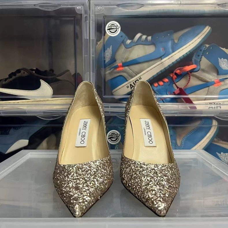 Jimmy Choo Jimmy Choo Rose Gold Glitter High Heels Size US 6 / IT 36 - 2 Thumbnail