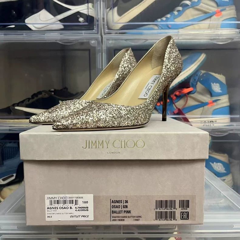 Jimmy Choo Jimmy Choo Rose Gold Glitter High Heels Size US 6 / IT 36 - 8 Thumbnail