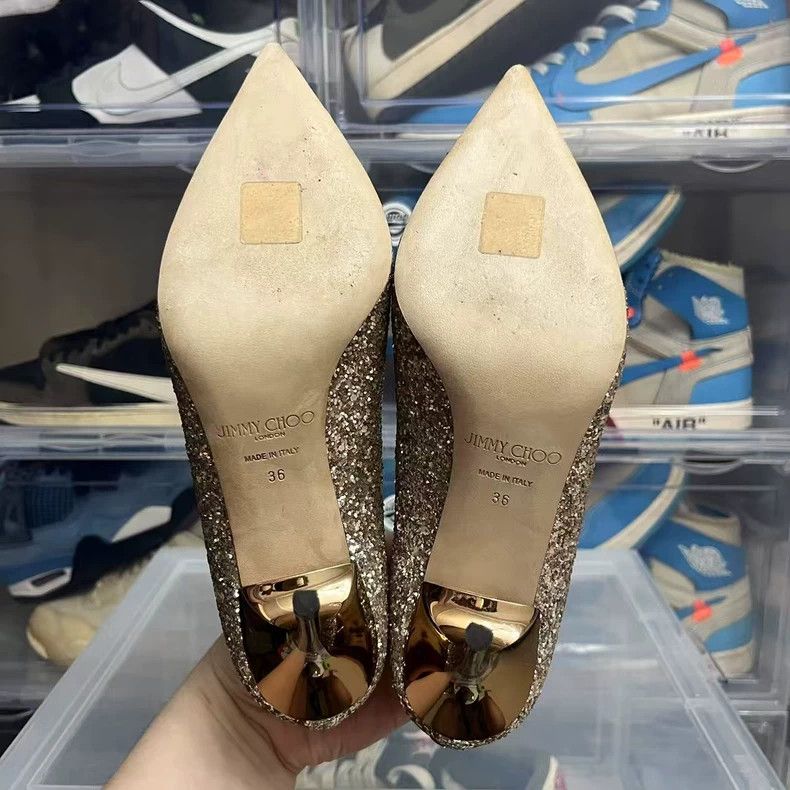 Jimmy Choo Jimmy Choo Rose Gold Glitter High Heels Size US 6 / IT 36 - 6 Thumbnail