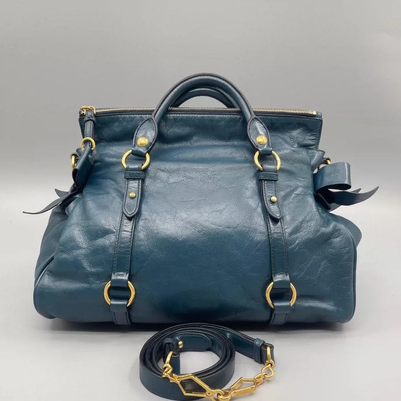 Prada Miumiu Oil Wax Leather Tote Bag Size ONE SIZE - 2 Thumbnail