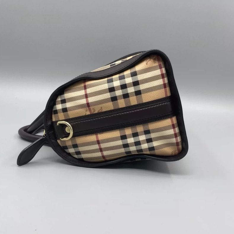 Burberry Check Pattern Boston Bag with Strap