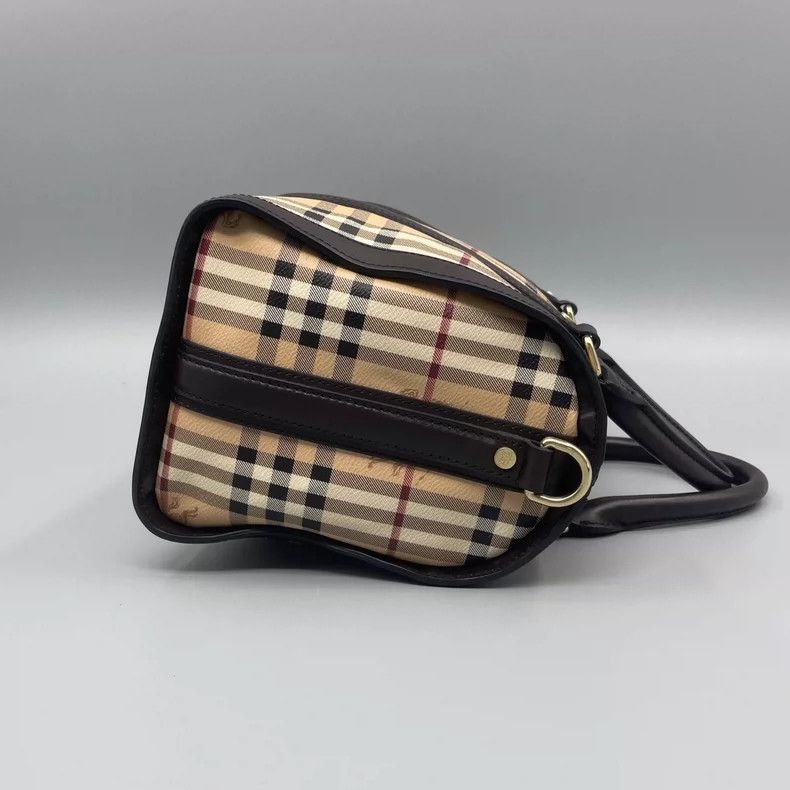 Burberry Check Pattern Boston Bag with Strap