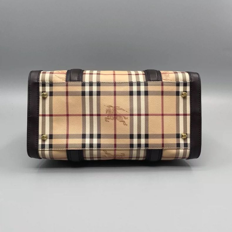 Burberry Check Pattern Boston Bag with Strap