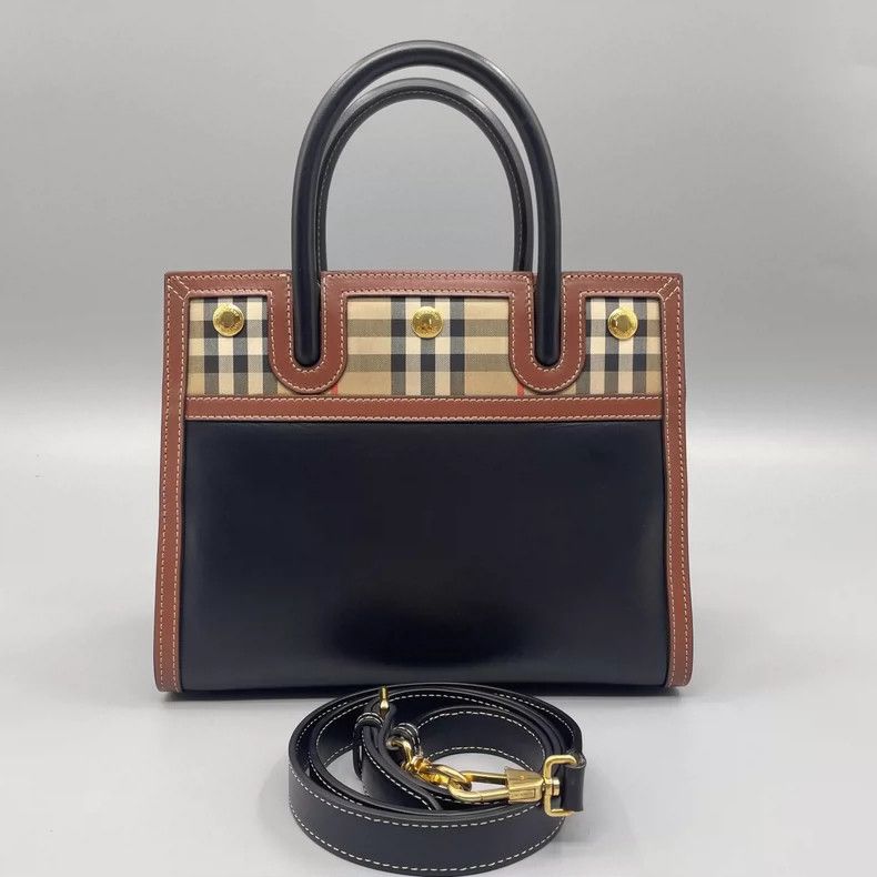 Burberry Burberry Black Check Handbag with Shoulder Strap Size ONE SIZE - 2 Thumbnail