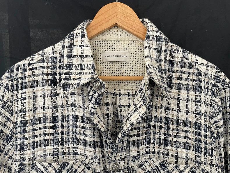 Faith Connexion Blue and White Checkered Button-Up Shirt Size M / US 6-8 / IT 42-44 - 3 Thumbnail