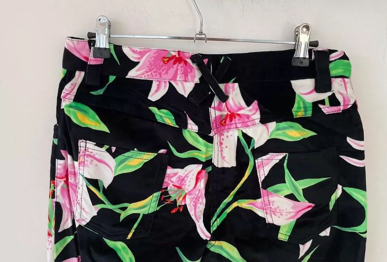 Dolce & Gabbana Black Velvet Lily Print Long Pants Size 40" / US 18 - 5 Thumbnail