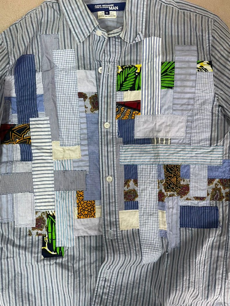 Junya Watanabe Junya Watanabe Man Striped Patchwork Shirt Size M / US 6-8 / IT 42-44 - 3 Thumbnail