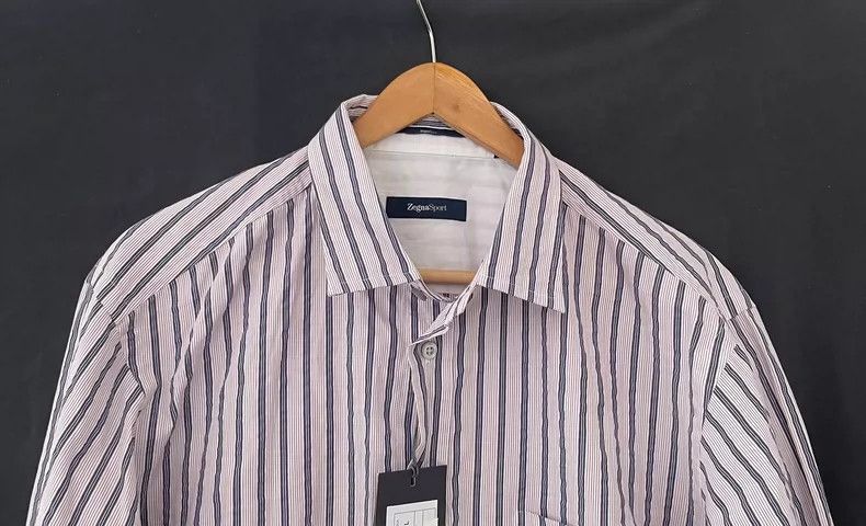 Ermenegildo Zegna Zegna Sport Striped Wrinkled Dress Shirt Size L / US 10 / IT 46 - 3 Thumbnail