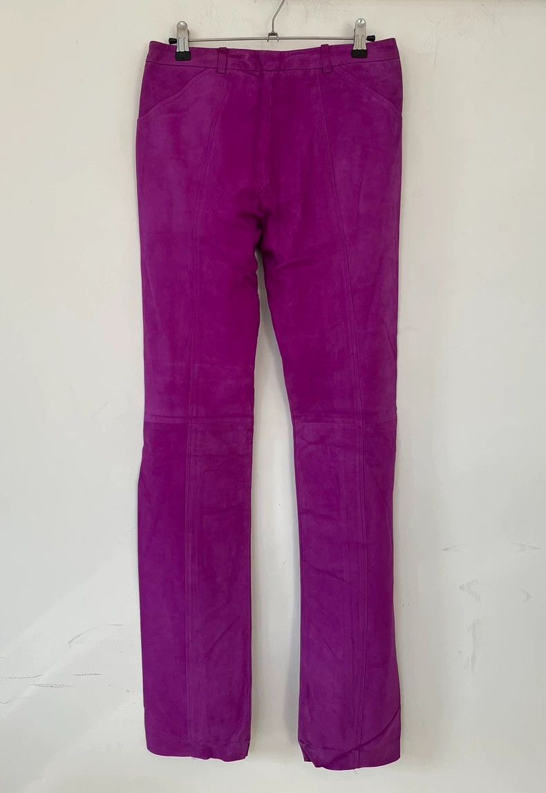 Versace Gianni Versace Purple Leather Pants Size 40" / US 18 - 2 Thumbnail