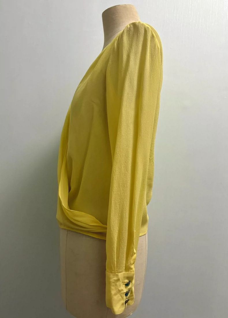 Versace Gianni Versace Silk Cross Neck Long Sleeve Top Size L / US 10 / IT 46 - 2 Thumbnail