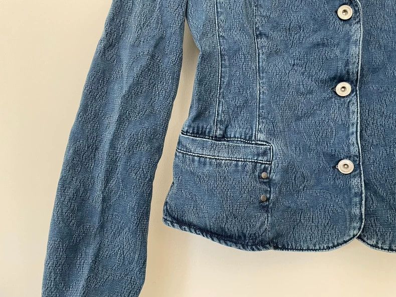 Versace Versace Women's Denim Blazer with Floral Pattern Size XS / US 0-2 / IT 36-38 - 4 Thumbnail
