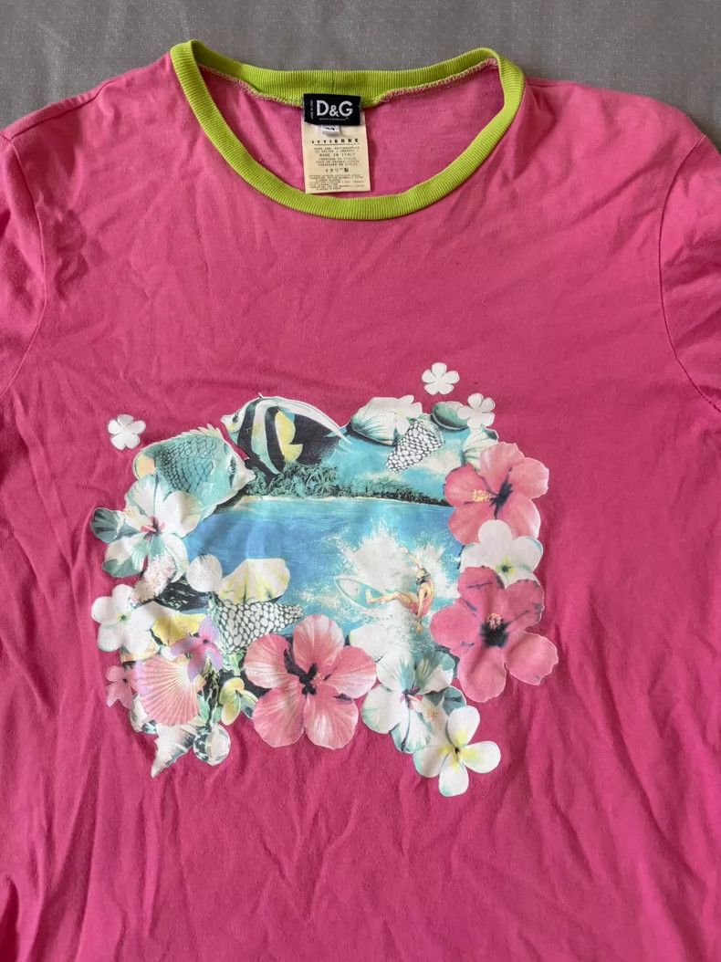 Dolce & Gabbana Pink Floral Graphic Short Sleeve T-shirt Size M / US 6-8 / IT 42-44 - 3 Thumbnail