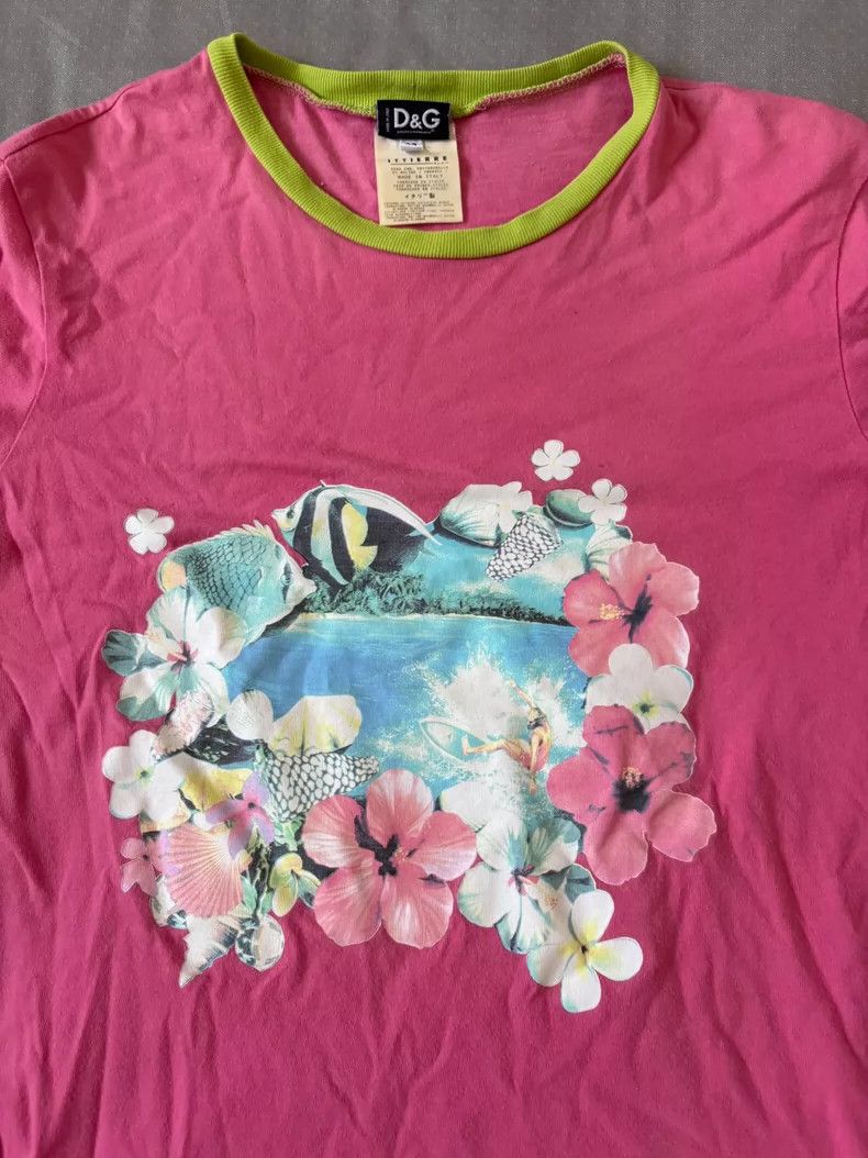 Dolce & Gabbana Pink Floral Graphic Short Sleeve T-shirt Size M / US 6-8 / IT 42-44 - 6 Thumbnail
