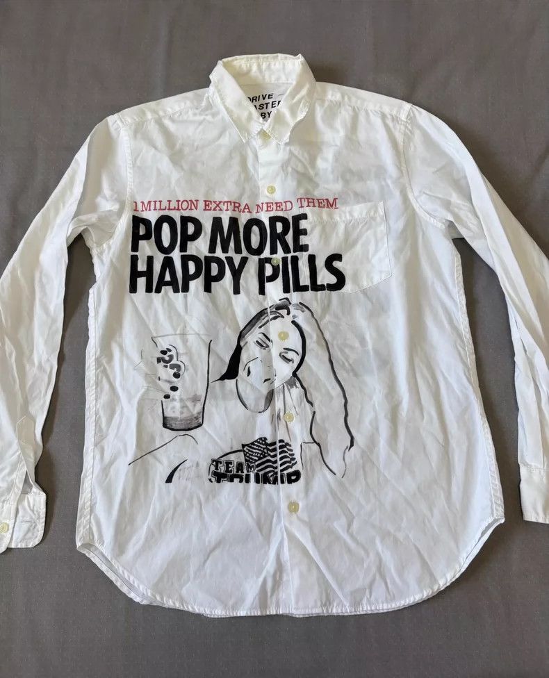 Hysteric Glamour Vintage Graphic Long Sleeve White Shirt Size L / US 10 / IT 46 - 3 Thumbnail