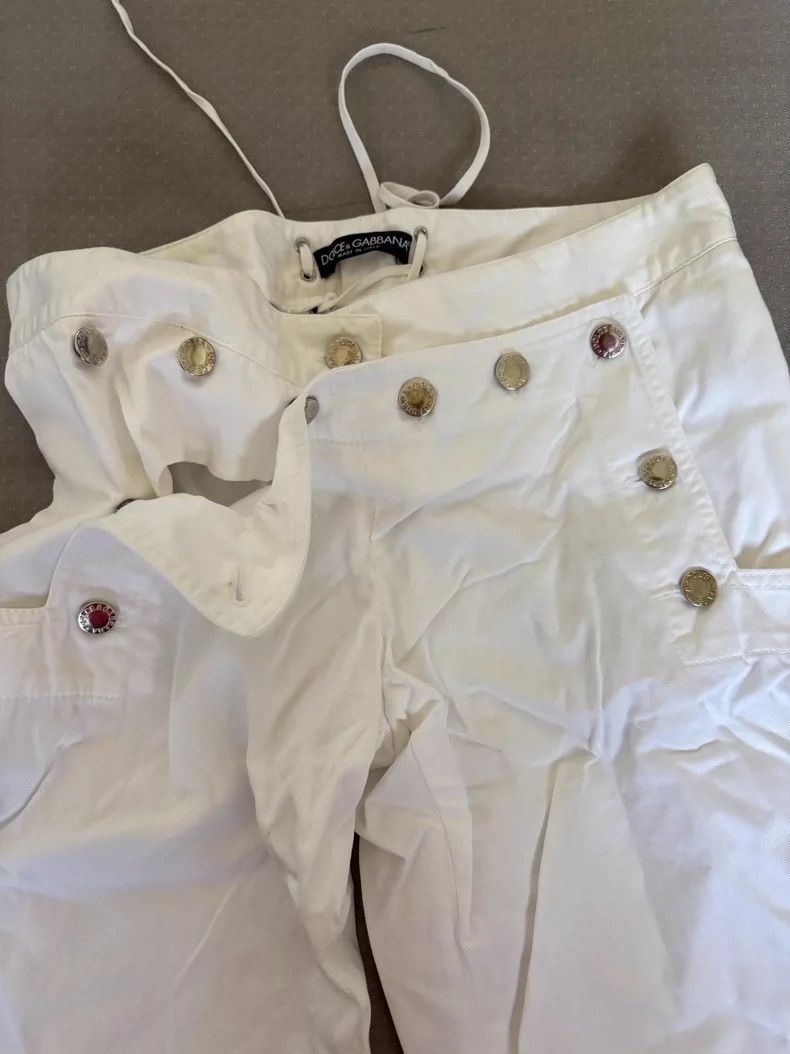 Dolce & Gabbana Dolce&Gabbana White Adjustable Button Pants Size 24" / US 00 / IT 34 - 5 Thumbnail