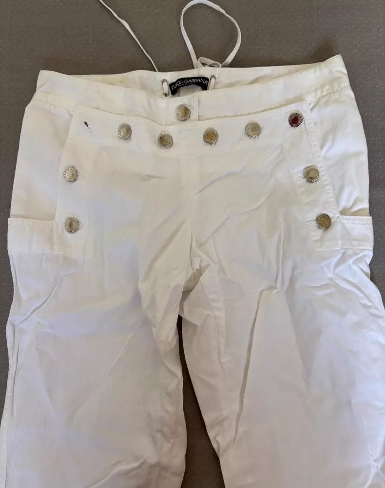 Dolce & Gabbana Dolce&Gabbana White Adjustable Button Pants Size 24" / US 00 / IT 34 - 4 Thumbnail