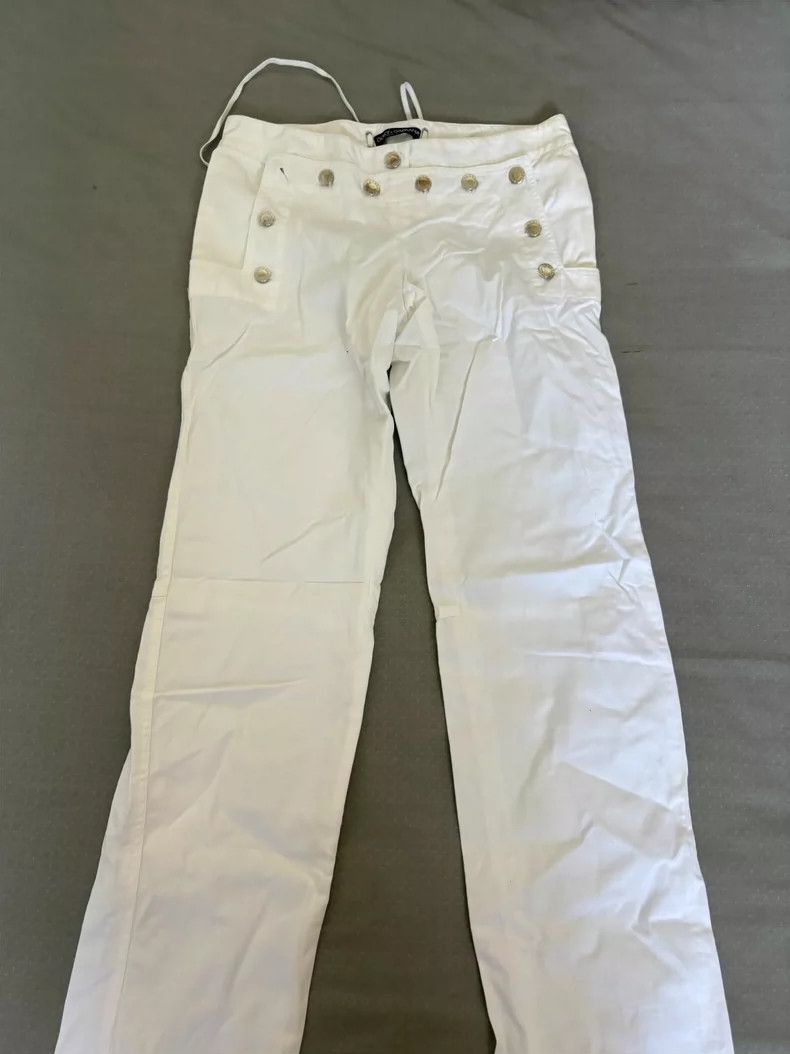 Dolce & Gabbana Dolce&Gabbana White Adjustable Button Pants Size 24" / US 00 / IT 34 - 3 Thumbnail