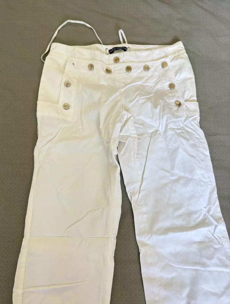 Dolce & Gabbana Dolce&Gabbana White Adjustable Button Pants Size 24" / US 00 / IT 34 - 2 Thumbnail