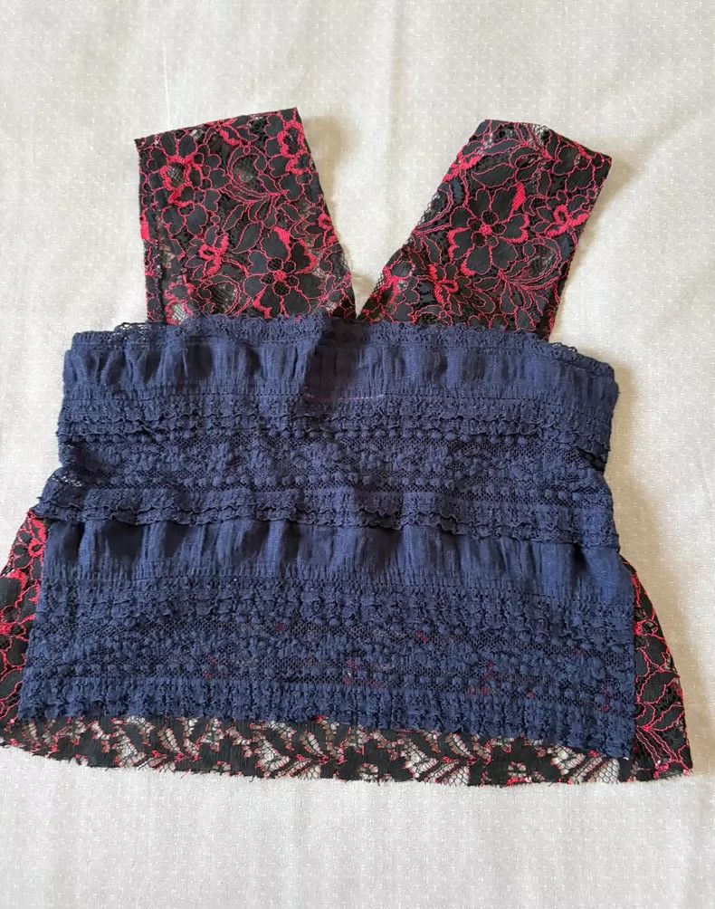 Yohji Yamamoto Vintage Lace Trimmed Spaghetti Strap Top Size ONE SIZE - 6 Thumbnail