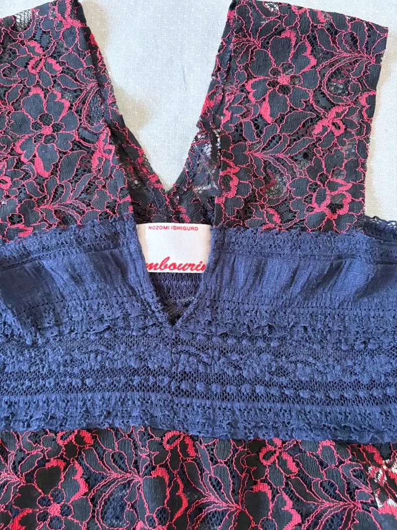 Yohji Yamamoto Vintage Lace Trimmed Spaghetti Strap Top Size ONE SIZE - 3 Thumbnail