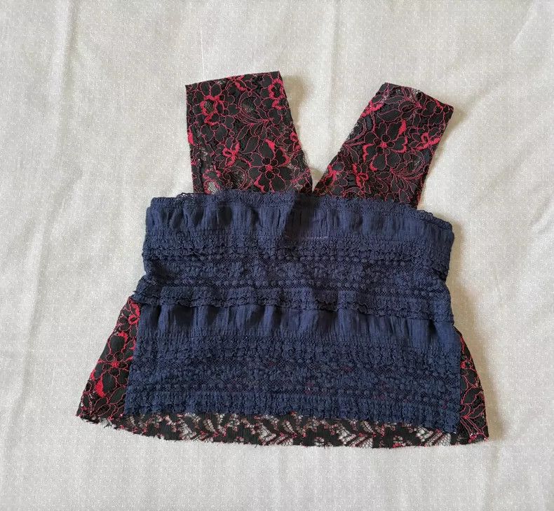 Yohji Yamamoto Vintage Lace Trimmed Spaghetti Strap Top Size ONE SIZE - 5 Thumbnail
