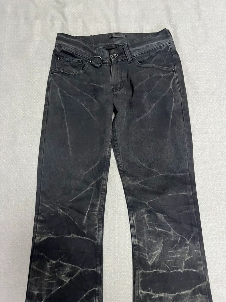 Yohji Yamamoto Vintage Distressed Black Denim Flared Pants Size 28" / US 6 / IT 42 - 2 Thumbnail