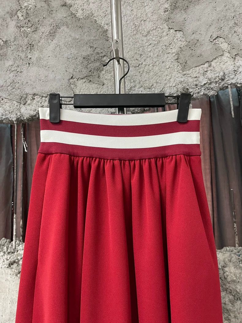 Prada Miumiu Red Skirt with White Stripes Size 40" / US 18 - 3 Thumbnail