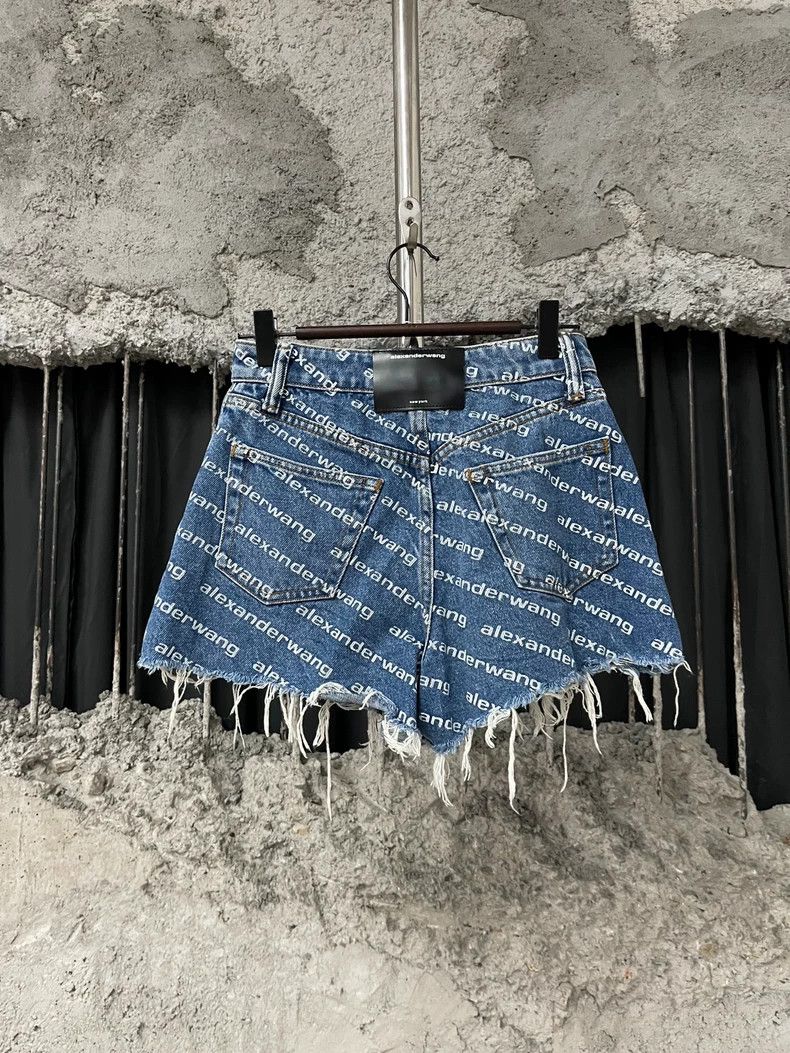 Alexander Wang Alexander Wang Denim Shorts with Logo Print Size 24" / US 00 / IT 34 - 2 Thumbnail