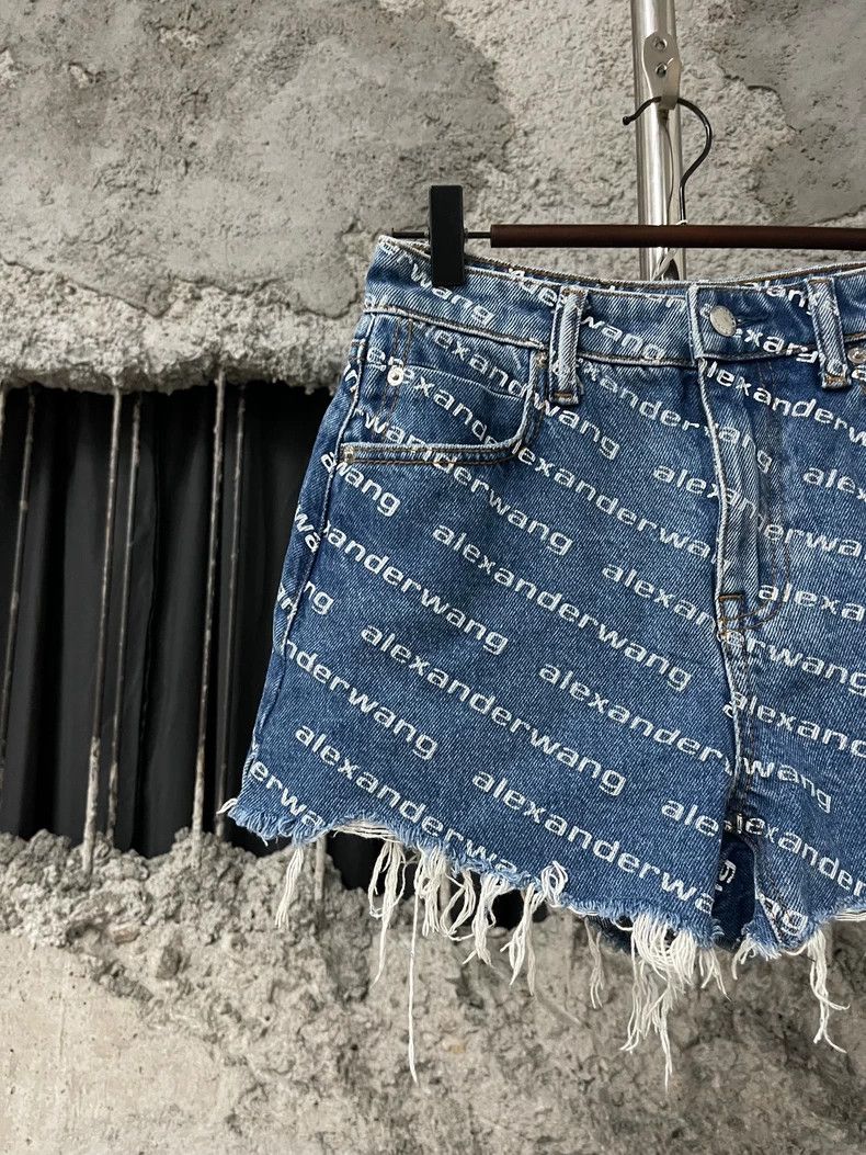 Alexander Wang Denim Shorts with Logo Print