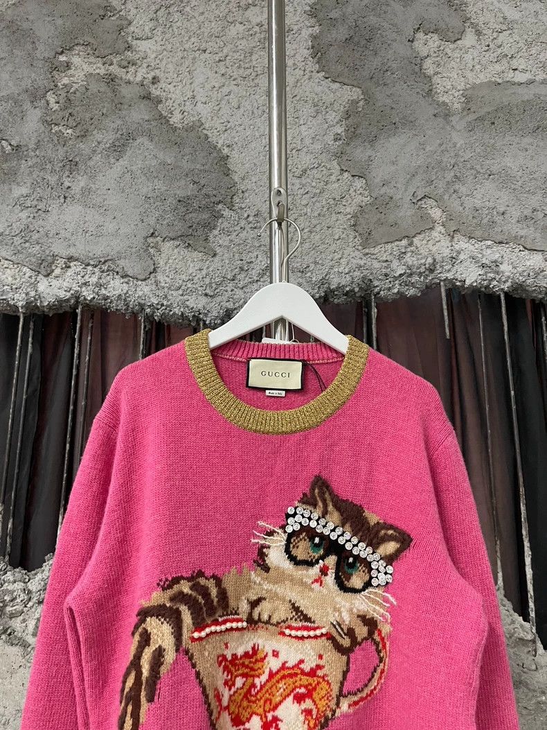 Gucci Gucci Cat Sweater with Gold Detail Size M / US 6-8 / IT 42-44 - 3 Thumbnail