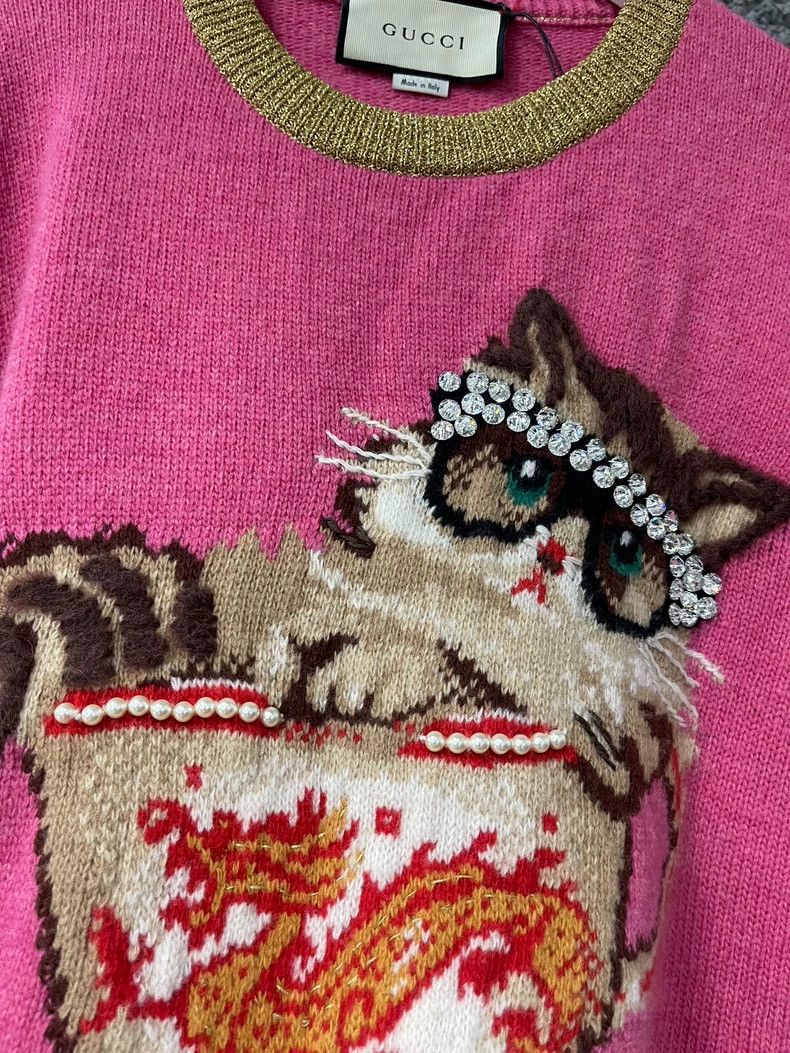 Gucci Gucci Cat Sweater with Gold Detail Size M / US 6-8 / IT 42-44 - 5 Thumbnail
