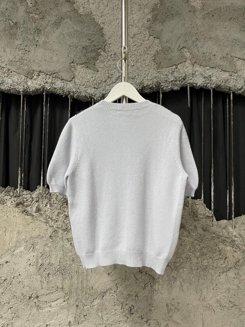 Miu Miu Miu Miu Short Sleeve Sweater with Embroidery Size L / US 10 / IT 46 - 2 Thumbnail