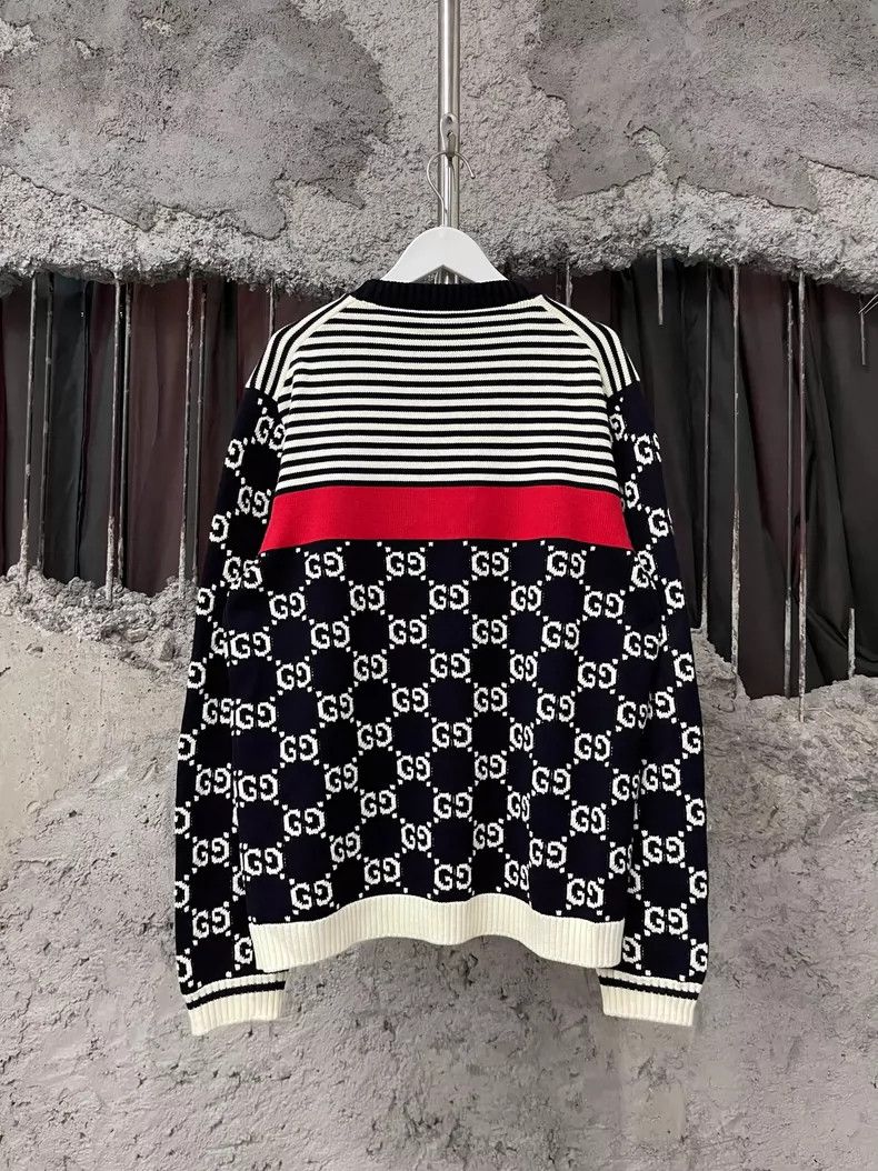 Gucci Gucci Logo Knit Sweater with Stripes Size L / US 10 / IT 46 - 2 Thumbnail