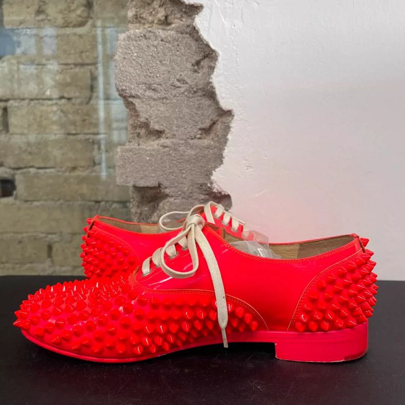 Christian Louboutin Christian Louboutin Red Spiked Loafers Size US 5 / IT 35 - 5 Thumbnail