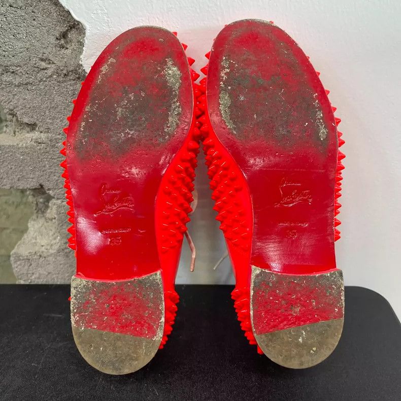 Christian Louboutin Christian Louboutin Red Spiked Loafers Size US 5 / IT 35 - 6 Thumbnail