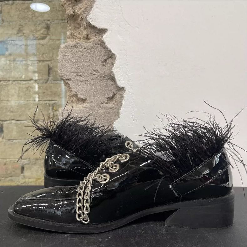 Dr. Martens Zarqua Chain Detail Black Leather Shoes Size US 6 / IT 36 - 5 Thumbnail