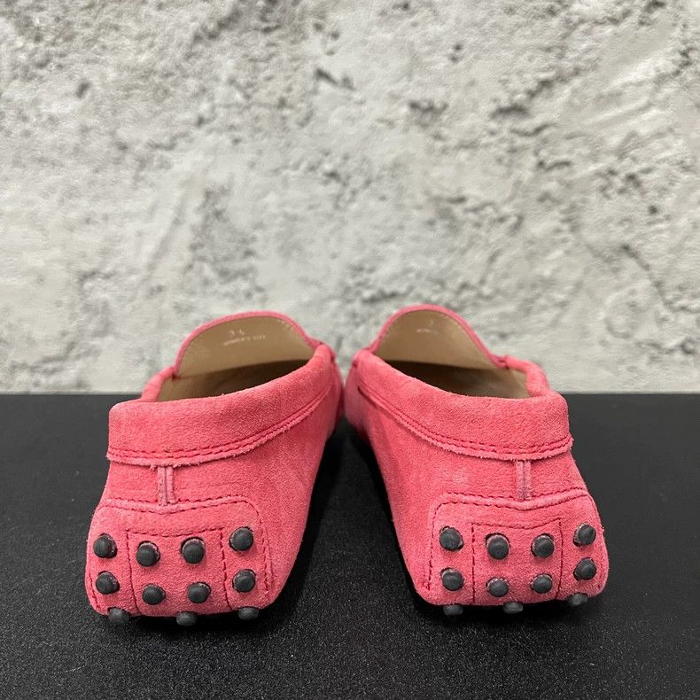 Tods Suede Loafers in Bright Pink