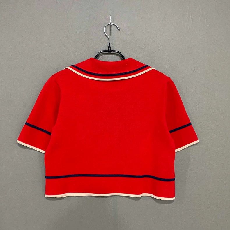 Gucci Red Striped Short Sleeve Top by Gucci Size XXS / US 00 / IT 34 - 3 Thumbnail