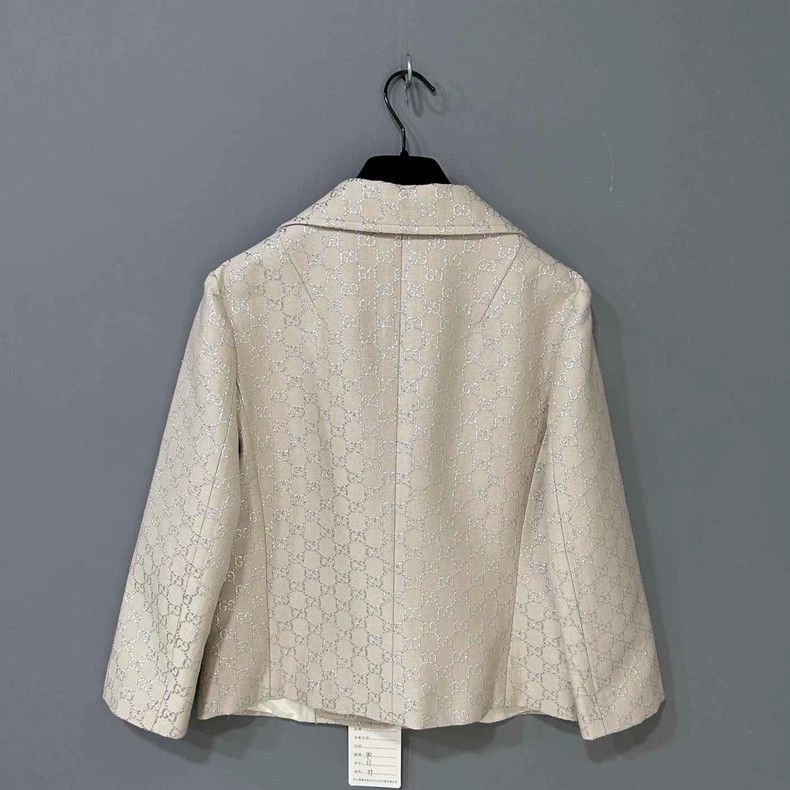 Silver Thread Print Collar Jacket