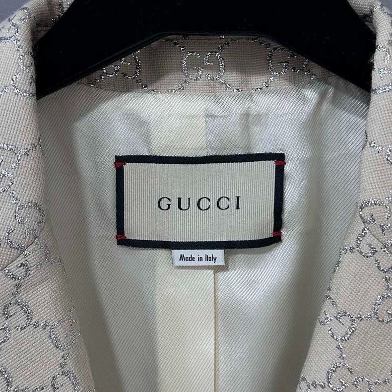 Silver Thread Print Collar Jacket