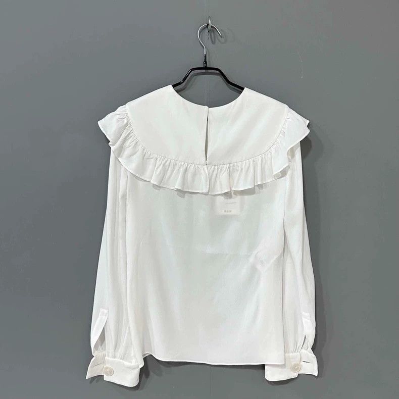 Miu Miu White Ruffled Collar Top by MIUMIU Size M / US 6-8 / IT 42-44 - 3 Thumbnail